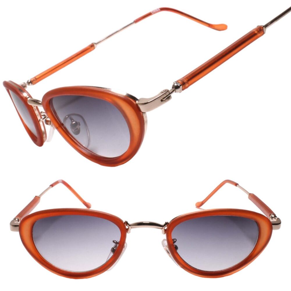 Timeless Glam Retro Chic Genuine Vintage Womens Small Cat Eye Brown Sunglasses